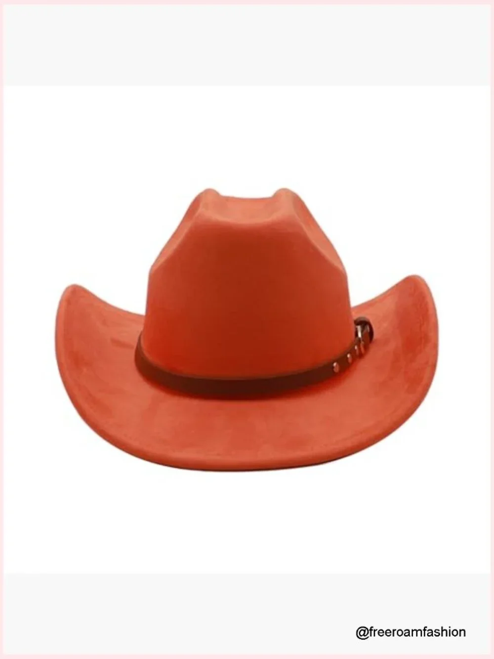 Unisex Wide Brim Felt Cowboy Hat with Buckle Belt Adjustable